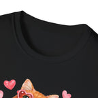 Cat Mama T-Shirt — Cute Cat with Hearts Graphic Tee for Cat Lovers