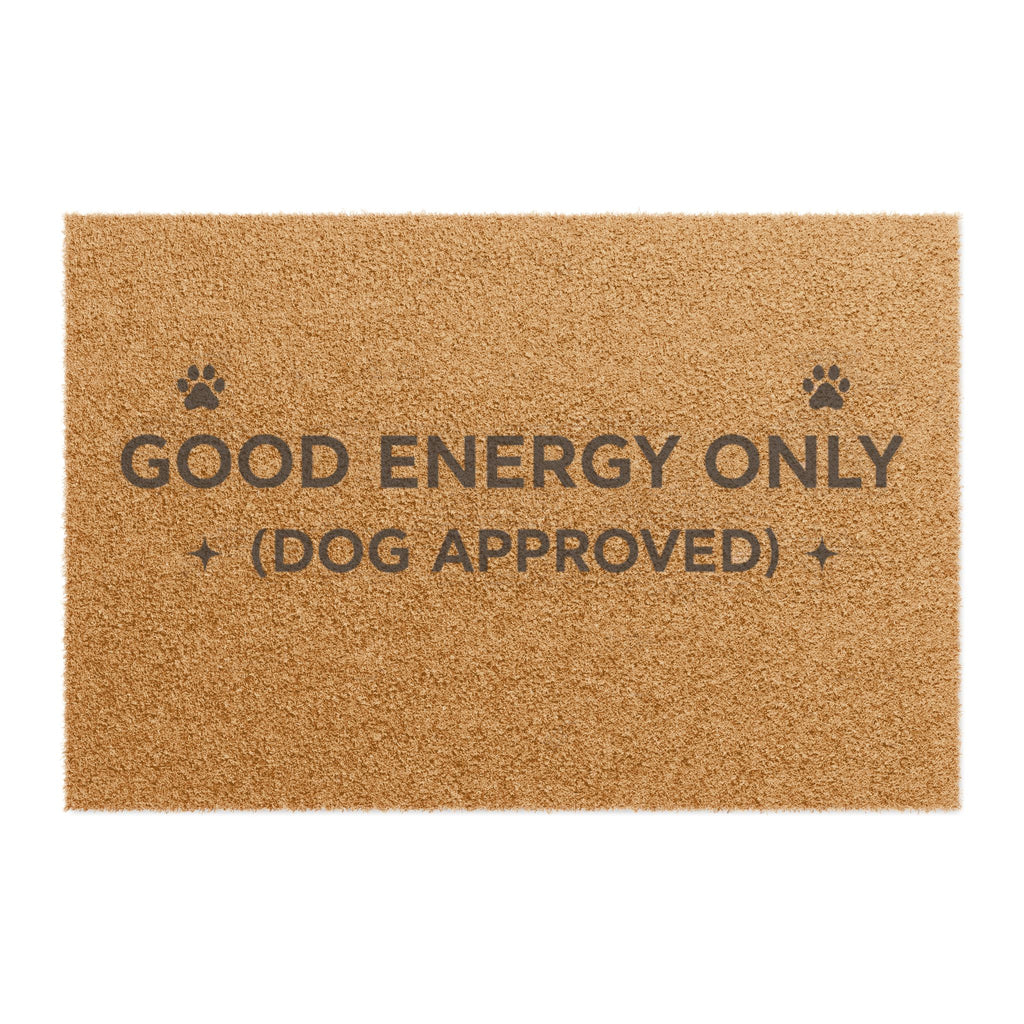 Good Energy Only (Dog Approved) Doormat — Funny Paw Print Welcome Mat for Dog Lovers