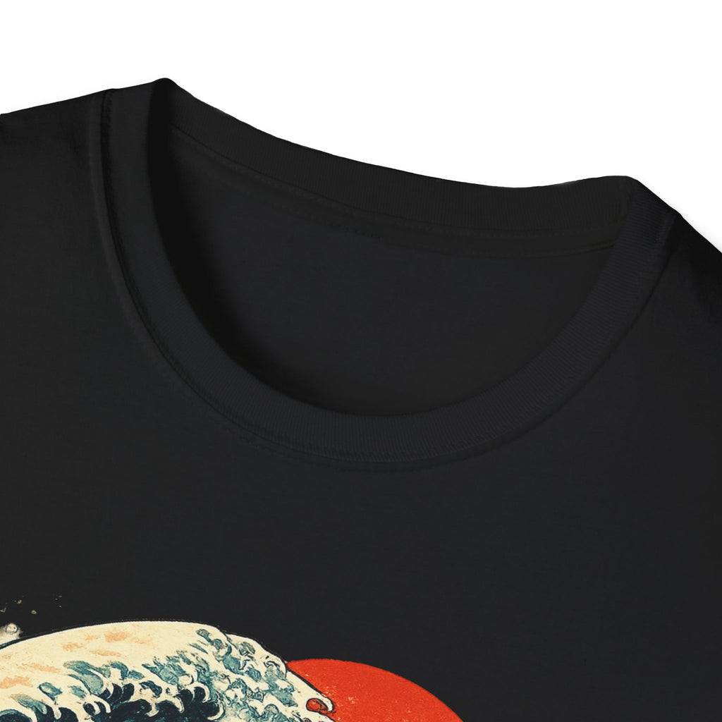 Surfing Cat T-Shirt — Retro Wave Japanese-Style Sunset Graphic Tee