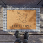 Doormat — 'Fur People' Pet Welcome Mat with Cat & Dog Heart Design