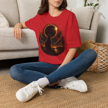 Eclipse Cat T-Shirt — Cosmic Solar Eclipse Cat Silhouette Tee