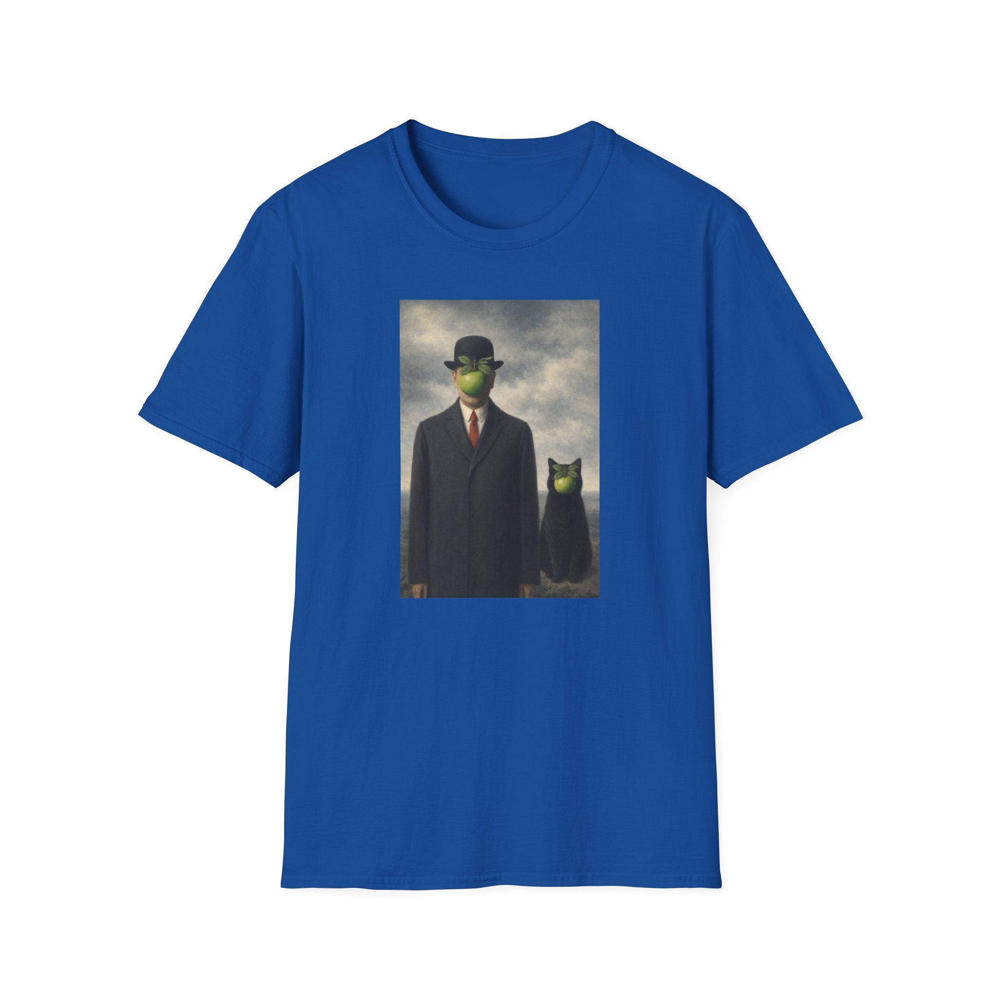 Surreal Magritte-Inspired Man with Apple T-Shirt — Vintage Surrealist Art Tee