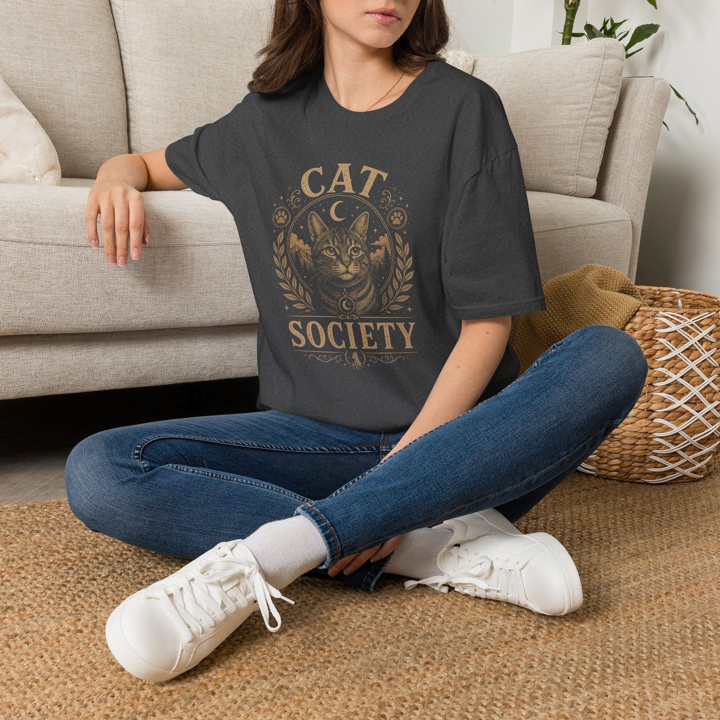 Cat Society T-Shirt — Vintage Cat Crest Graphic Tee