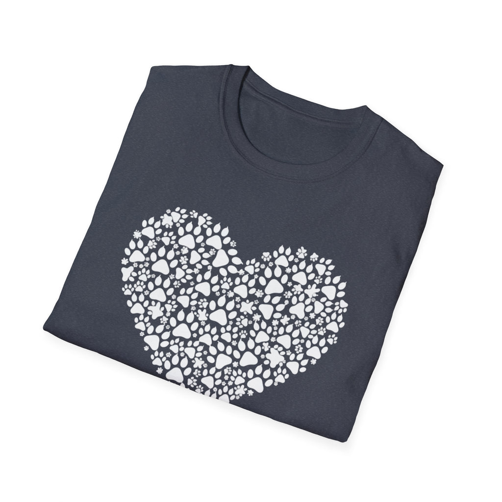 Paw Heart T-Shirt — White Doodle Paw Heart Graphic Tee