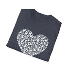 Paw Heart T-Shirt — White Doodle Paw Heart Graphic Tee