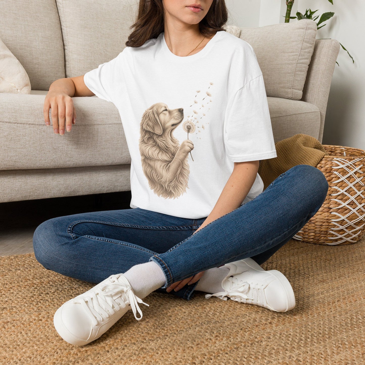 Golden Retriever Dandelion T-Shirt — Cute Dog Floral Tee