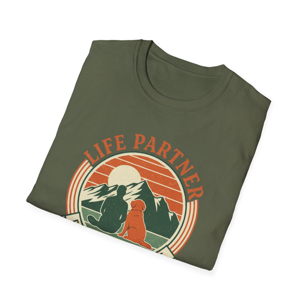 Life Partner Dog T-Shirt — "Established Since Day One" Retro Camping Tee