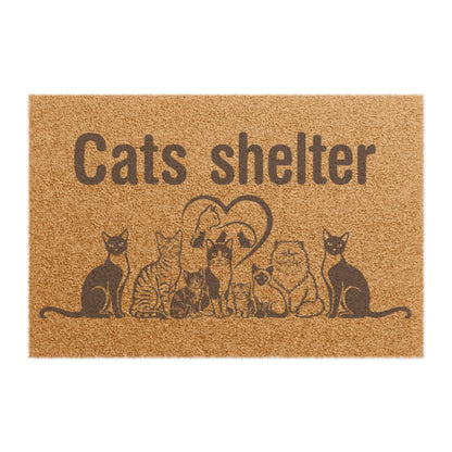 Cat Shelter Coir Doormat — Welcome Mat for Animal Rescue & Cat Lovers