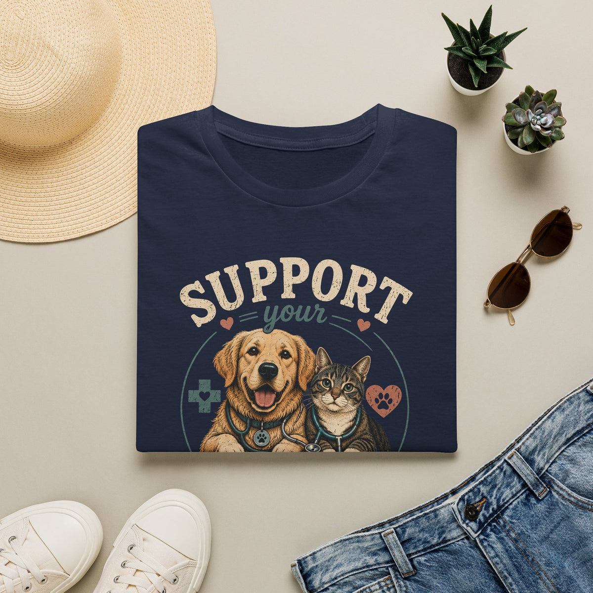 Support Your Local Vet T-Shirt — Dog & Cat Pet Rescue Tee