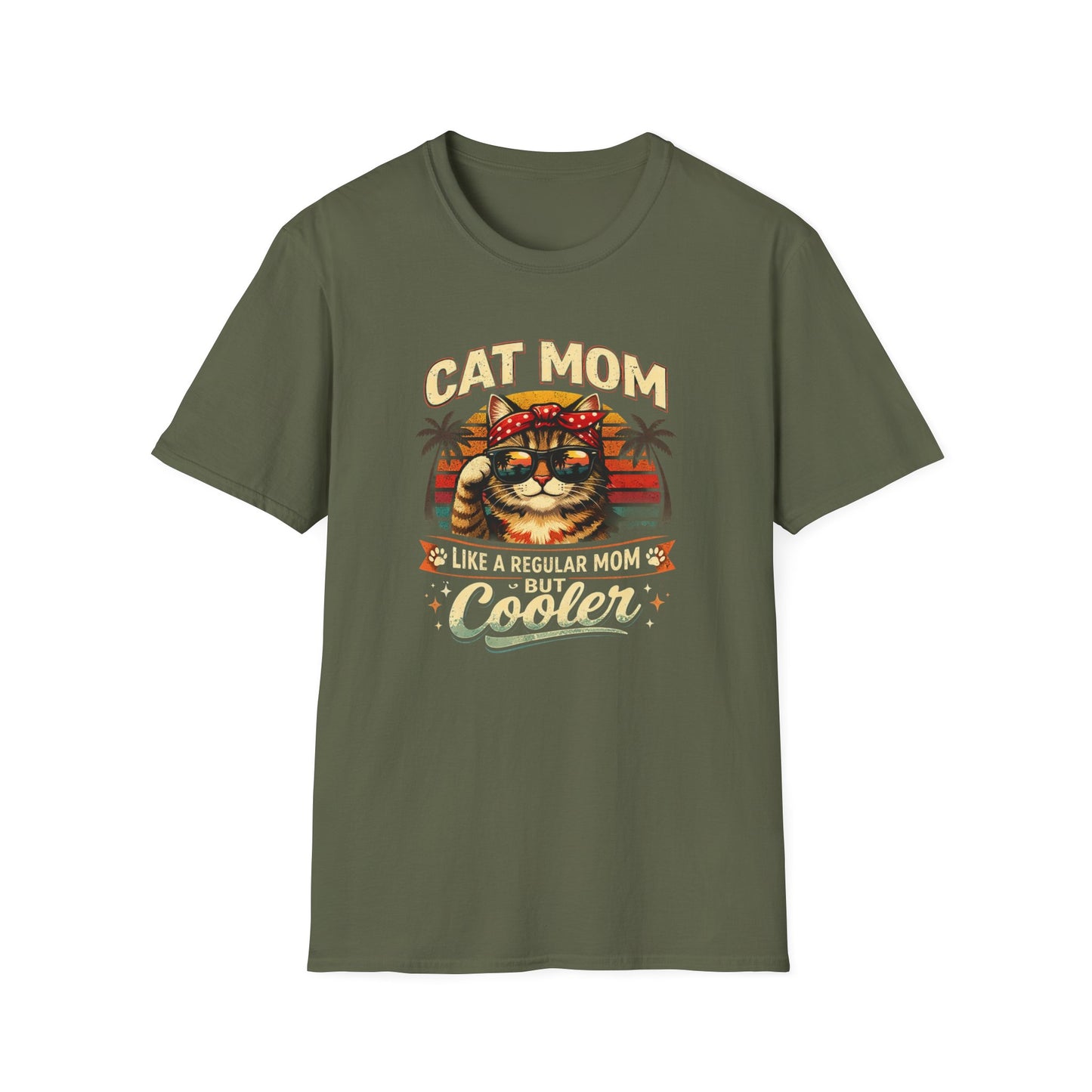 Cat Mom T-Shirt — "Cat Mom Like A Regular Mom But Cooler" Retro Graphic Tee