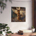 Dog at the Dock Matte Poster — Nostalgic Coastal Wall Art for Dog Lovers