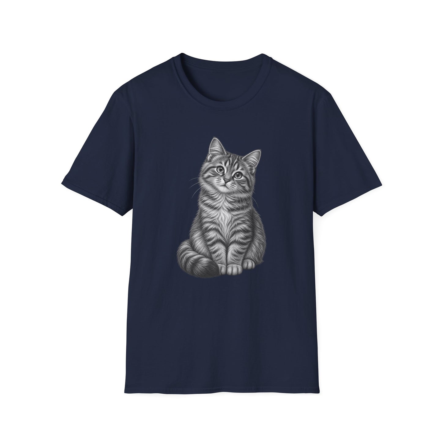 Cat Portrait T-Shirt — Realistic Gray Tabby Kitten Tee