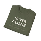 Never Alone Cat T-Shirt — "Never Alone. that's what cats are for."
