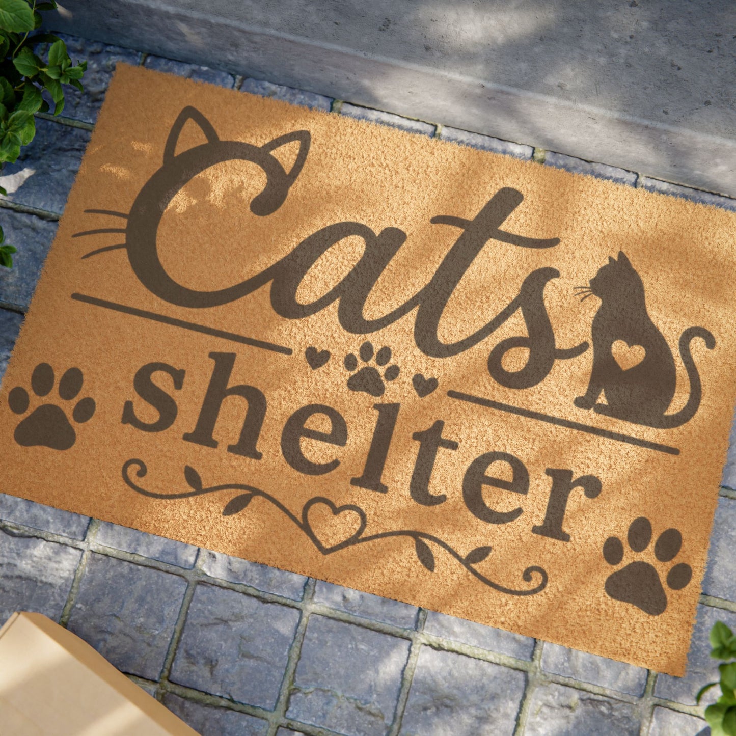 Cats Shelter Doormat – Decorative Welcome Mat with Paw Print Design