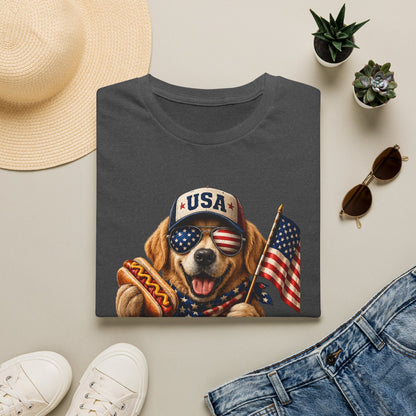 4th of July Dog T-Shirt — "Hot Dogs & Good Vibes" USA Flag Tee