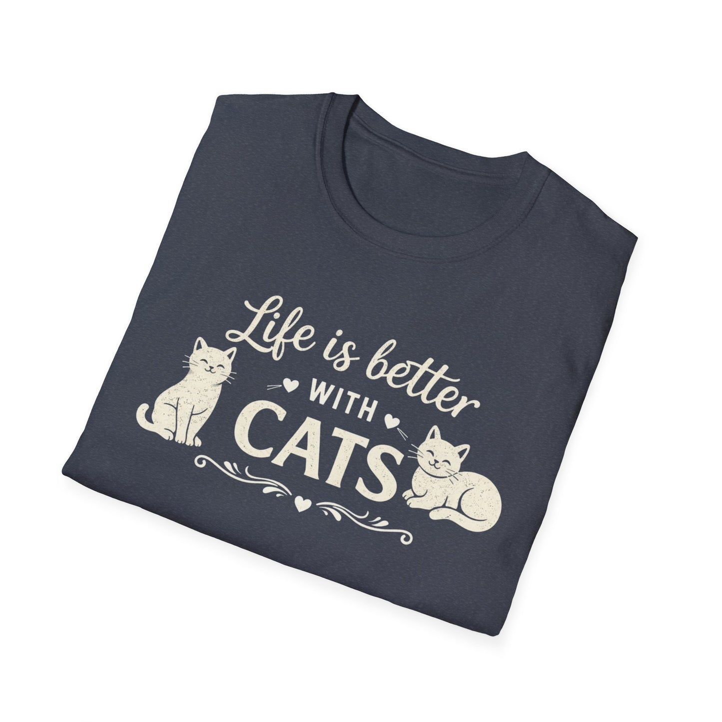 Camiseta "La vida es mejor con gatos" — Camiseta linda para amantes de los gatos