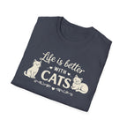 Life Is Better With Cats T-Shirt — Cute Cat Lover Tee