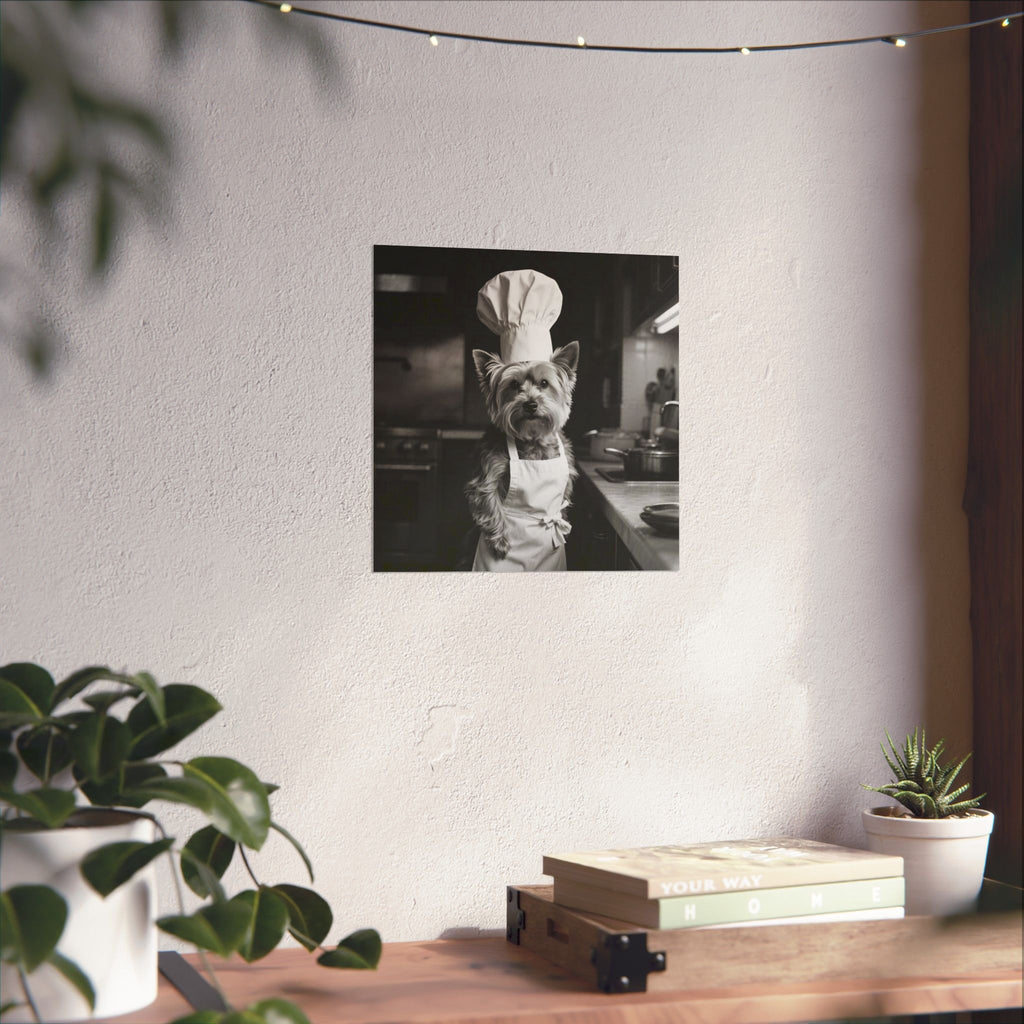 Chef Dog Poster — Matte Vertical Kitchen Wall Art (Yorkshire Terrier in Chef Hat)