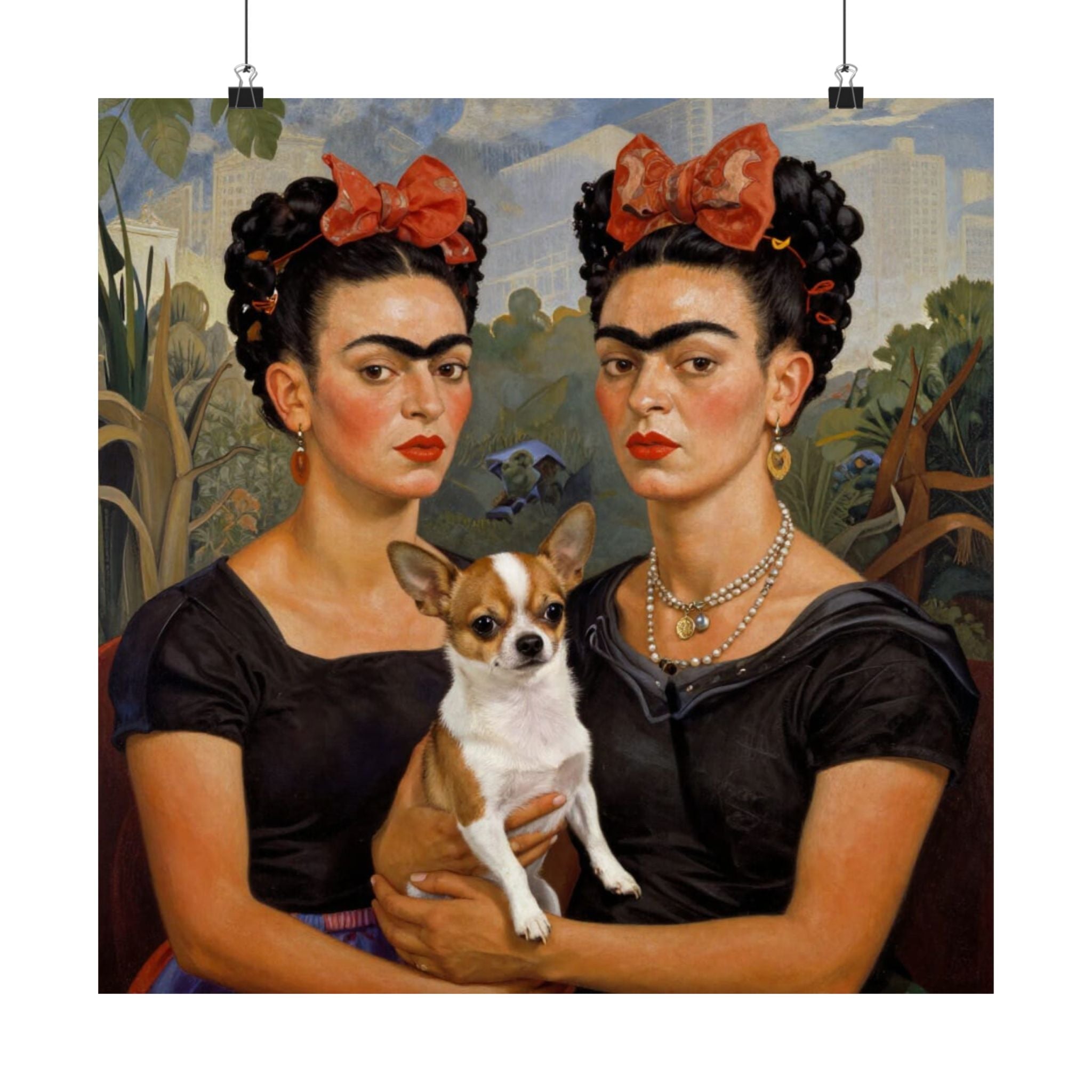 Póster de doble retrato de Frida Kahlo: Impresión icónica de autorretratos gemelos