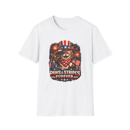 Patriotic Paws T-Shirt — “Paws & Stripes Forever” 4th of July Graphic Tee