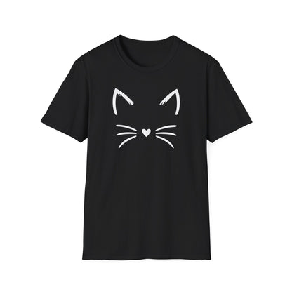 Camiseta con cara de gato y nariz de corazón: una linda camiseta con gráficos minimalistas para amantes de los gatos