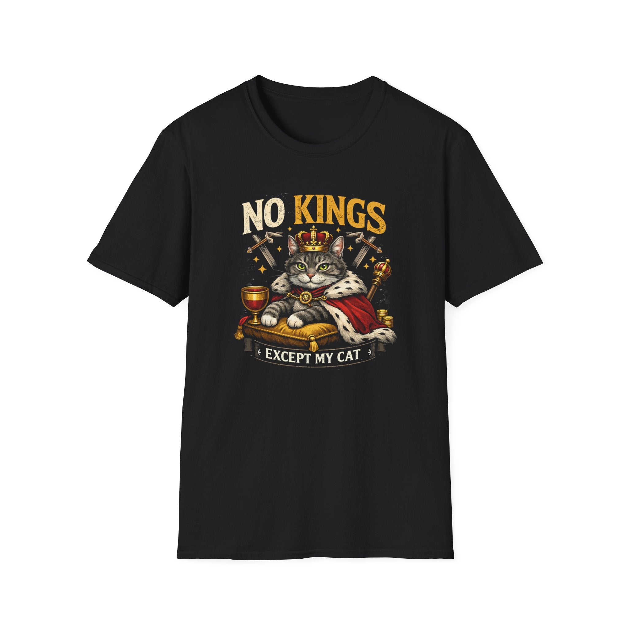 No Kings Except My Cat T-Shirt — Funny Cat Royalty Tee for Cat Lovers
