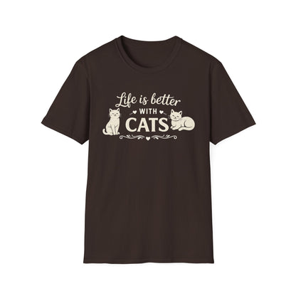 Camiseta "La vida es mejor con gatos" — Camiseta linda para amantes de los gatos