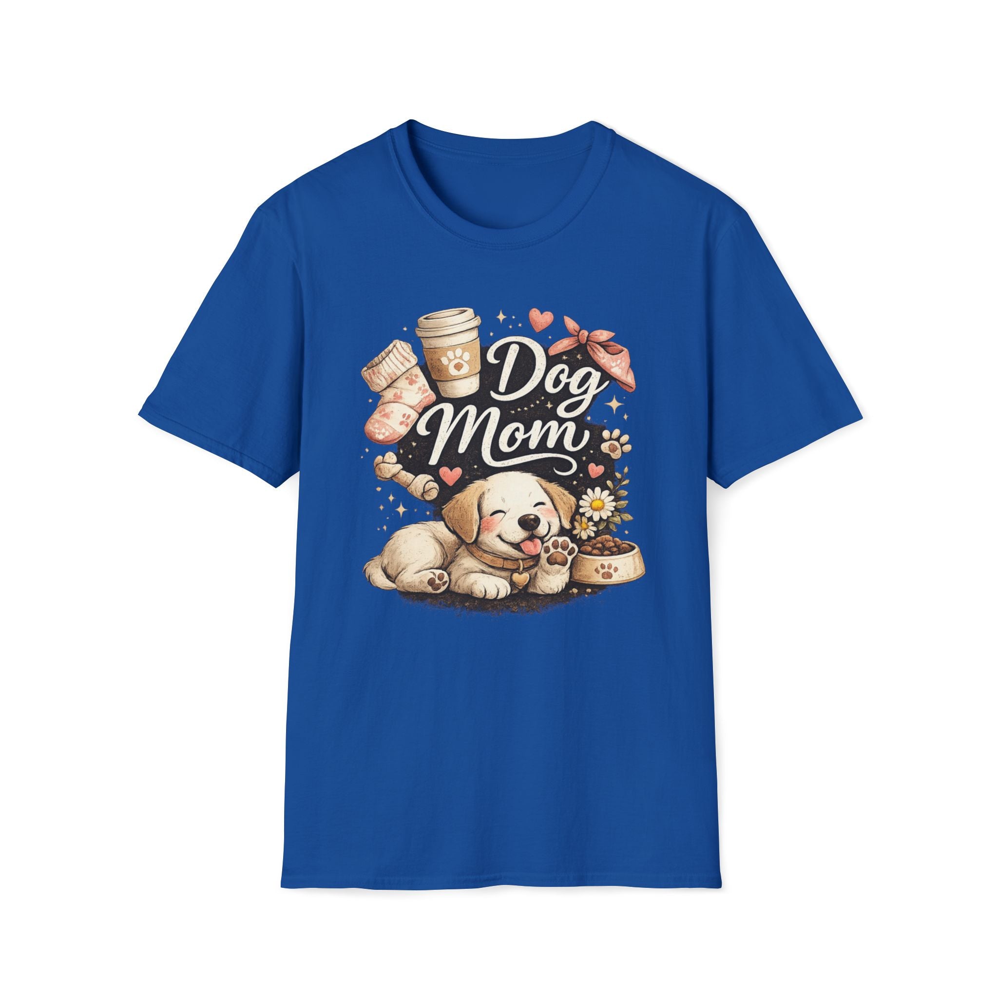 Dog Mom T-Shirt — Cute Puppy, Coffee & Floral Design