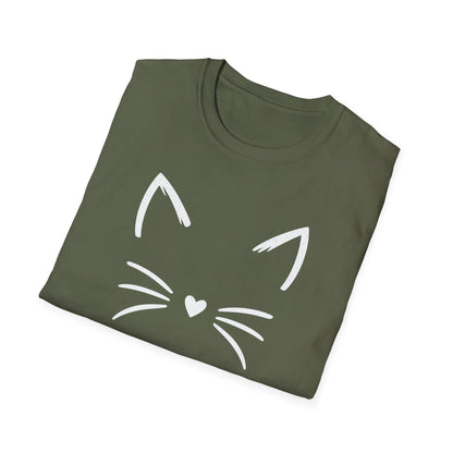 Camiseta con cara de gato y nariz de corazón: una linda camiseta con gráficos minimalistas para amantes de los gatos