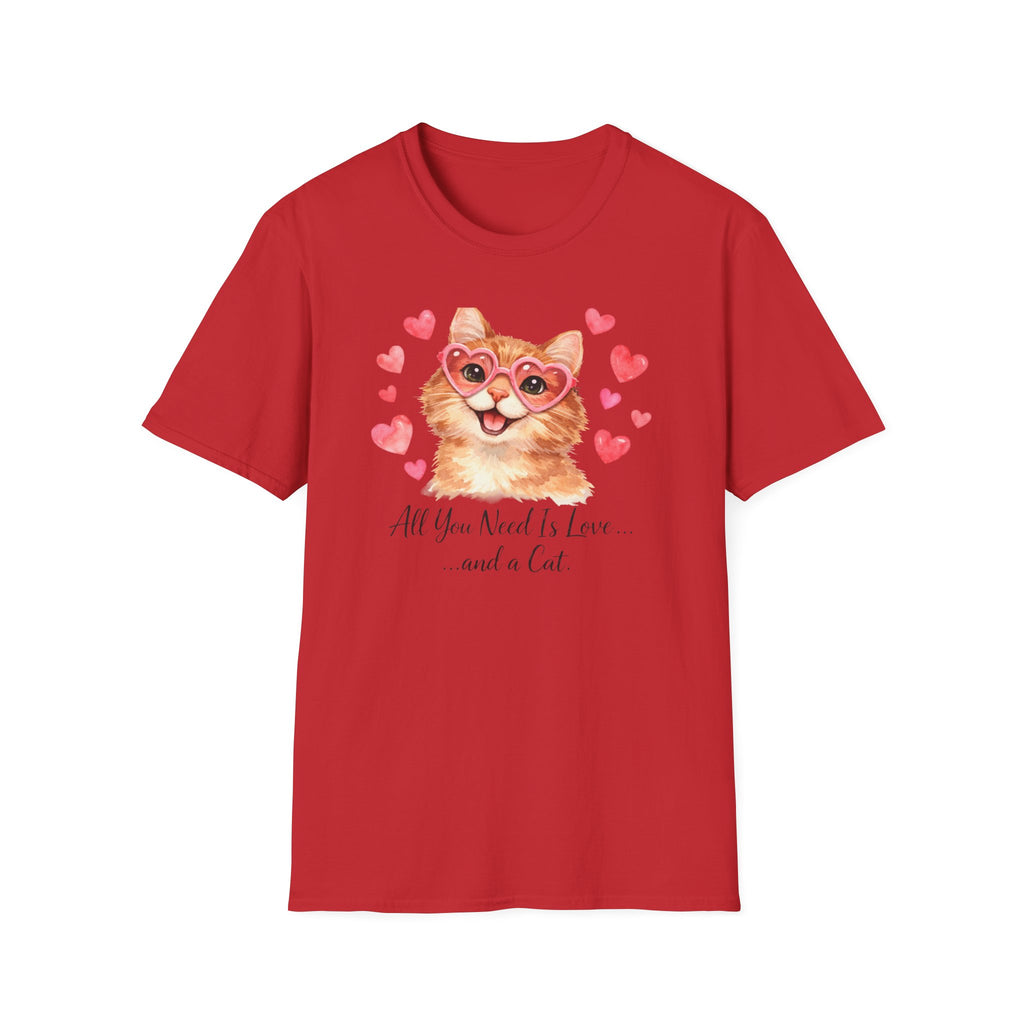 All You Need Is Love... and a Cat T-Shirt — Cute Heart Sunglasses Kitty Tee