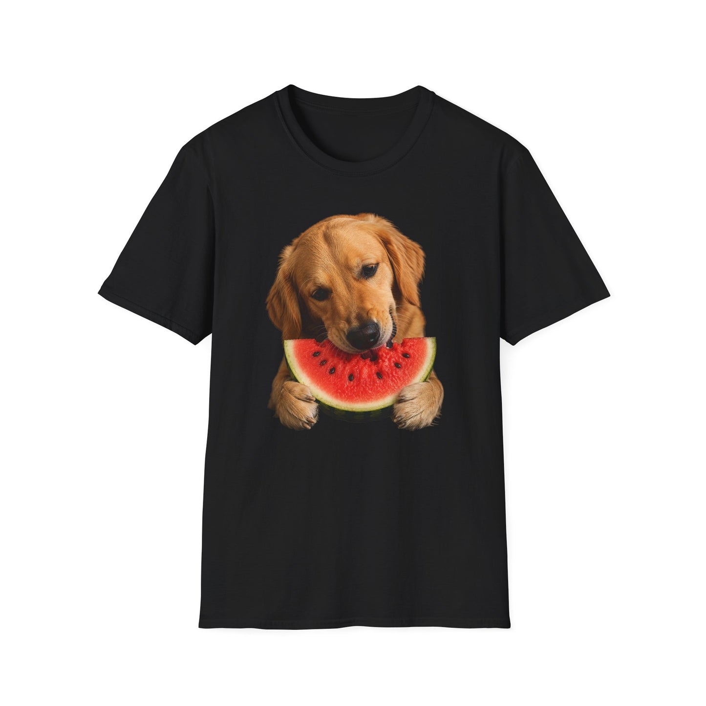 Dog Eating Watermelon T-Shirt — Cute Golden Retriever Summer Tee