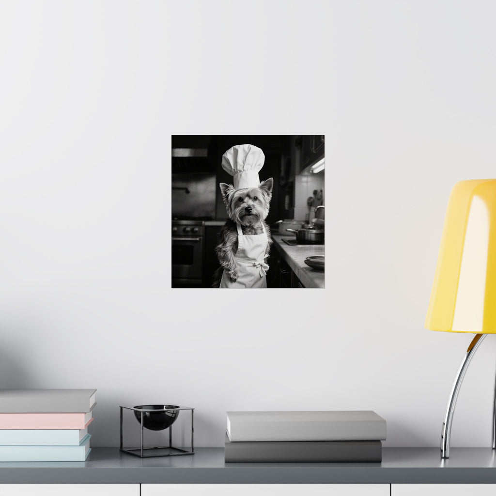 Chef Dog Poster — Matte Vertical Kitchen Wall Art (Yorkshire Terrier in Chef Hat)
