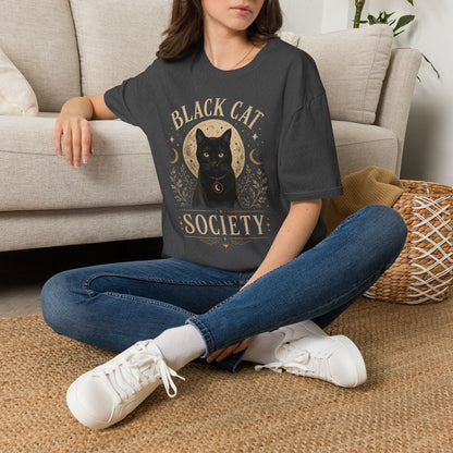 Black Cat Society T-Shirt — Vintage Moon & Mystic Cat Graphic Tee