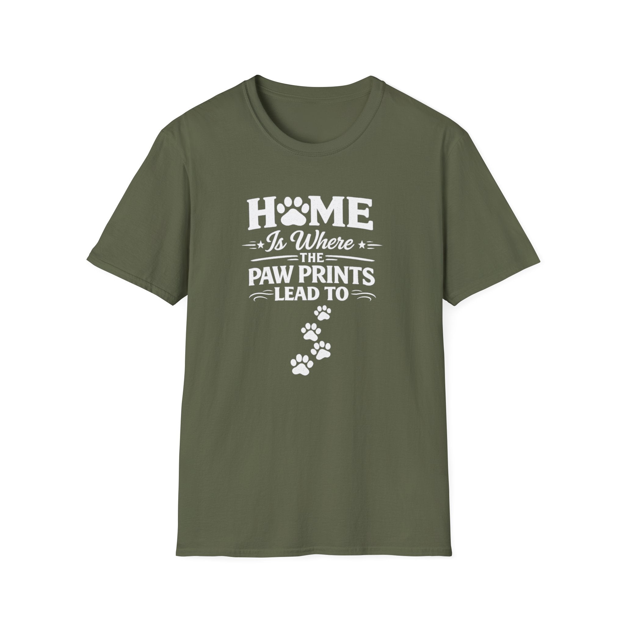 T‑Shirt — "Home Is Where the Paw Prints Lead To" Pet Lover Graphic Tee