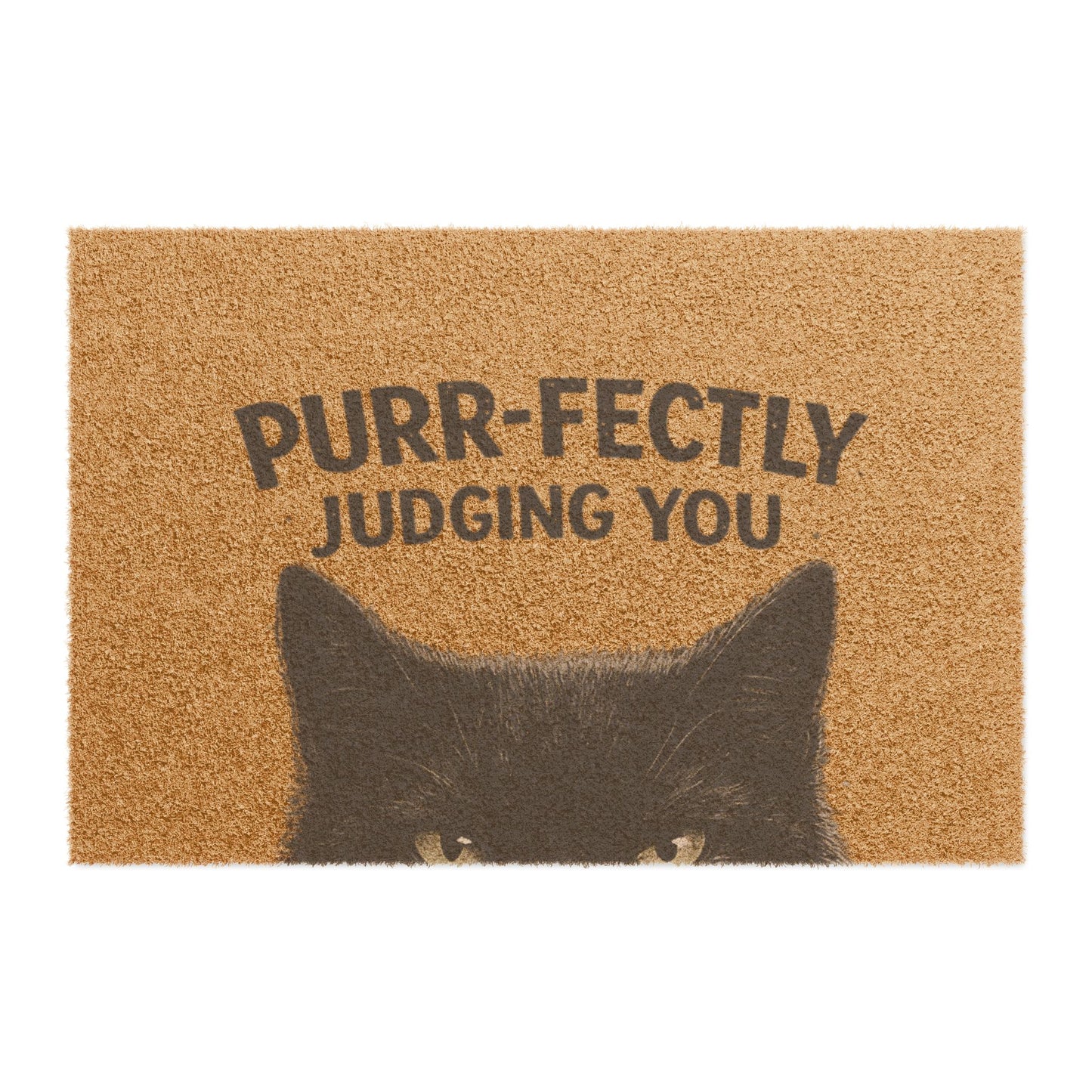 Felpudo "Juzgándote Perfectamente" — Felpudo de bienvenida con un gato divertido