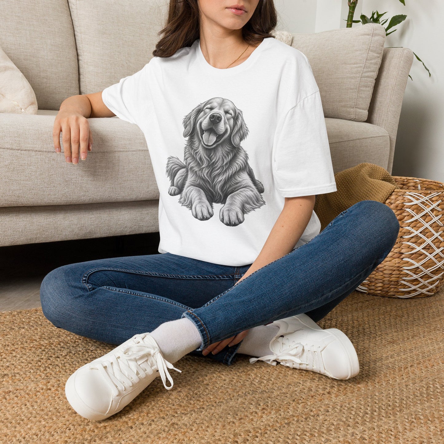 Golden Retriever Portrait T-Shirt — Smiling Dog Graphic Tee for Dog Lovers