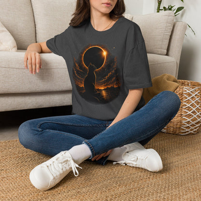 Eclipse Cat T-Shirt — Cosmic Solar Eclipse Cat Silhouette Tee