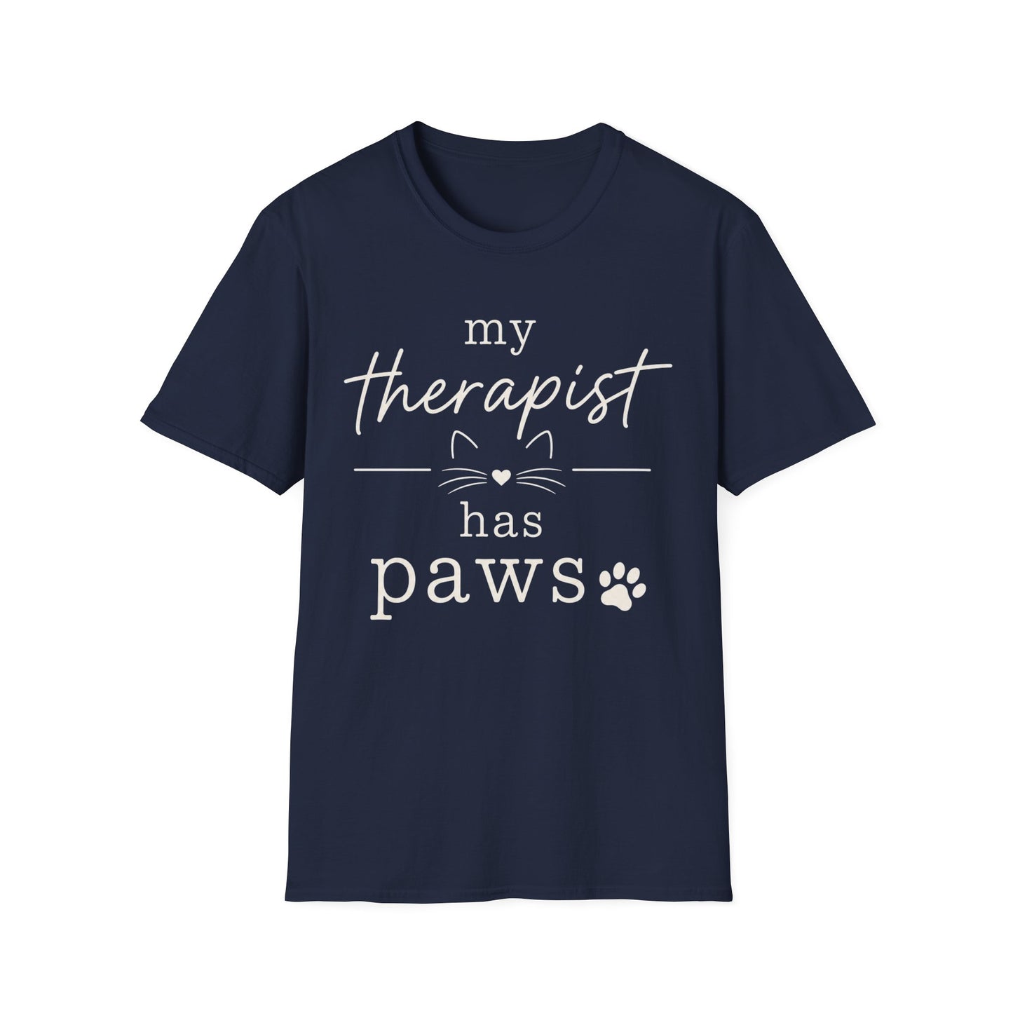 My Therapist Has Paws T-Shirt — Cute Cat Lover Tee