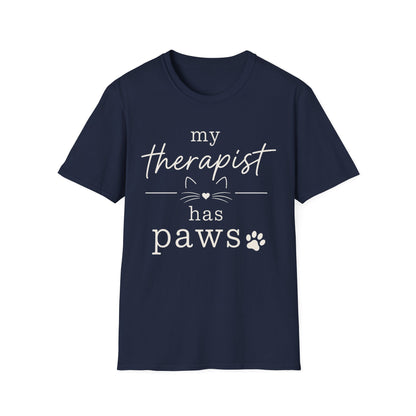 My Therapist Has Paws T-Shirt — Cute Cat Lover Tee