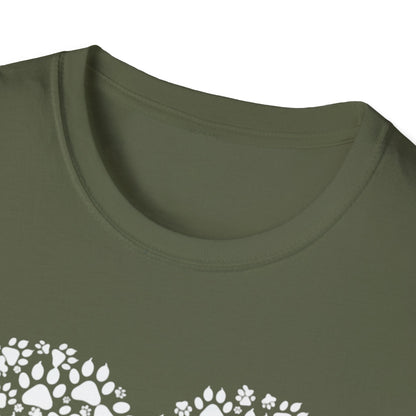 Paw Heart T-Shirt — White Doodle Paw Heart Graphic Tee