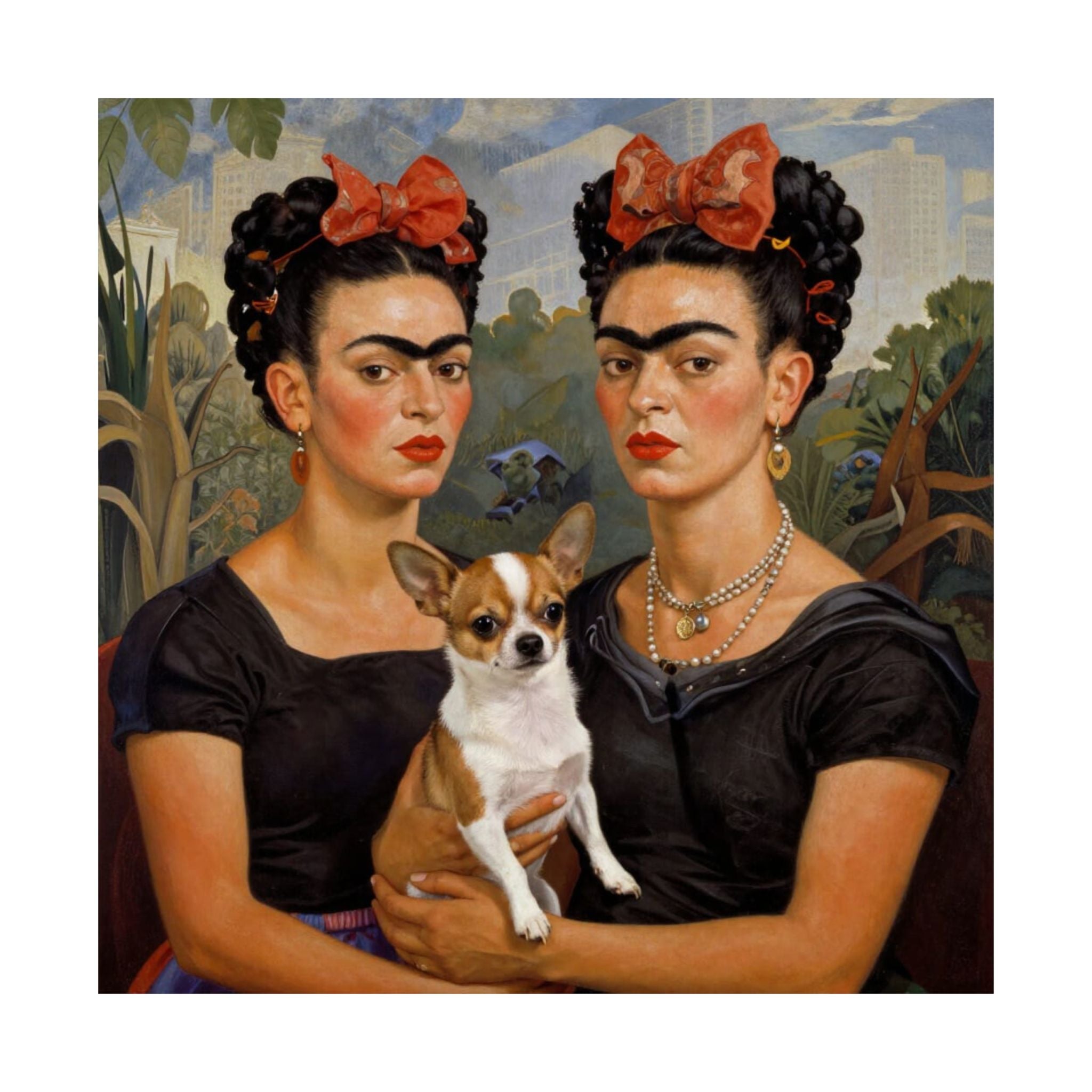 Póster de doble retrato de Frida Kahlo: Impresión icónica de autorretratos gemelos