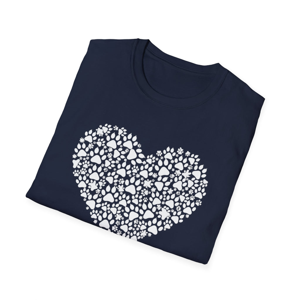 Paw Heart T-Shirt — White Doodle Paw Heart Graphic Tee