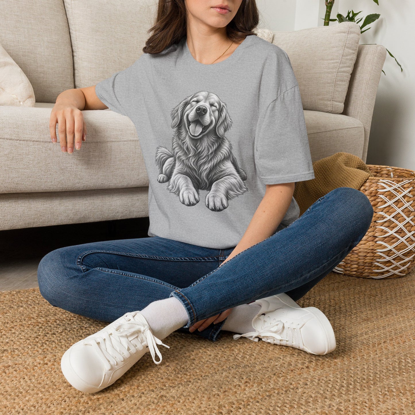 Golden Retriever Portrait T-Shirt — Smiling Dog Graphic Tee for Dog Lovers