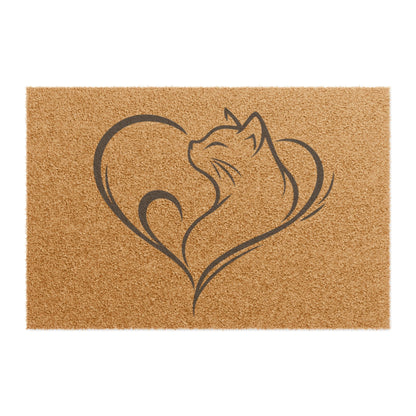 Cat Heart Doormat – Decorative Coconut Coir Welcome Mat for Cat Lovers
