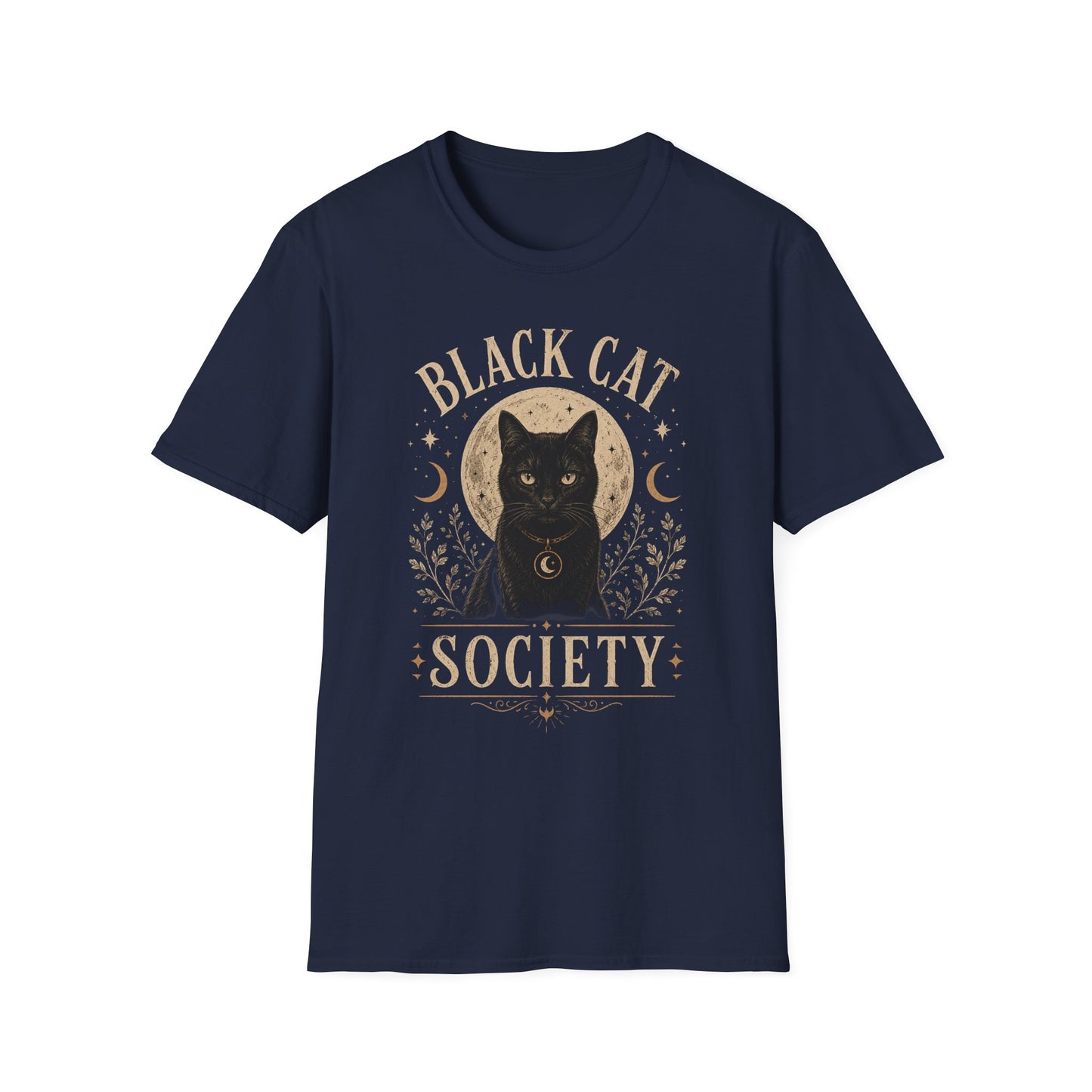 Black Cat Society T-Shirt — Vintage Moon & Mystic Cat Graphic Tee