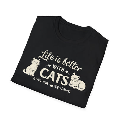 Camiseta "La vida es mejor con gatos" — Camiseta linda para amantes de los gatos