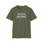 Never Alone Cat T-Shirt — "Never Alone. that's what cats are for."