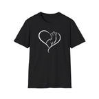 Cat Heart T-Shirt — Minimal Silhouette Cat Lover Tee