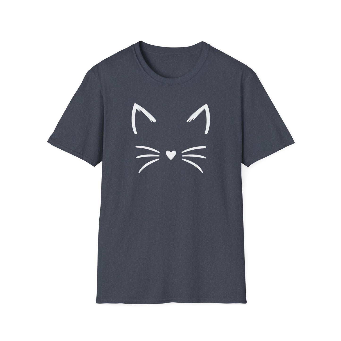 Camiseta con cara de gato y nariz de corazón: una linda camiseta con gráficos minimalistas para amantes de los gatos