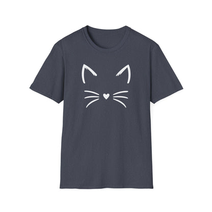 Camiseta con cara de gato y nariz de corazón: una linda camiseta con gráficos minimalistas para amantes de los gatos
